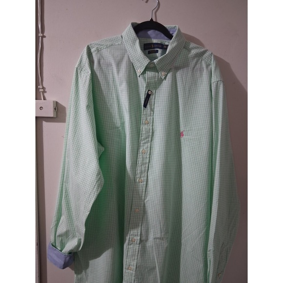 Ralph Lauren Other - Ralph Lauren Mens 2XLT Gingham Shirt Mint Green Pink Pony Cotton Stretch Tall
